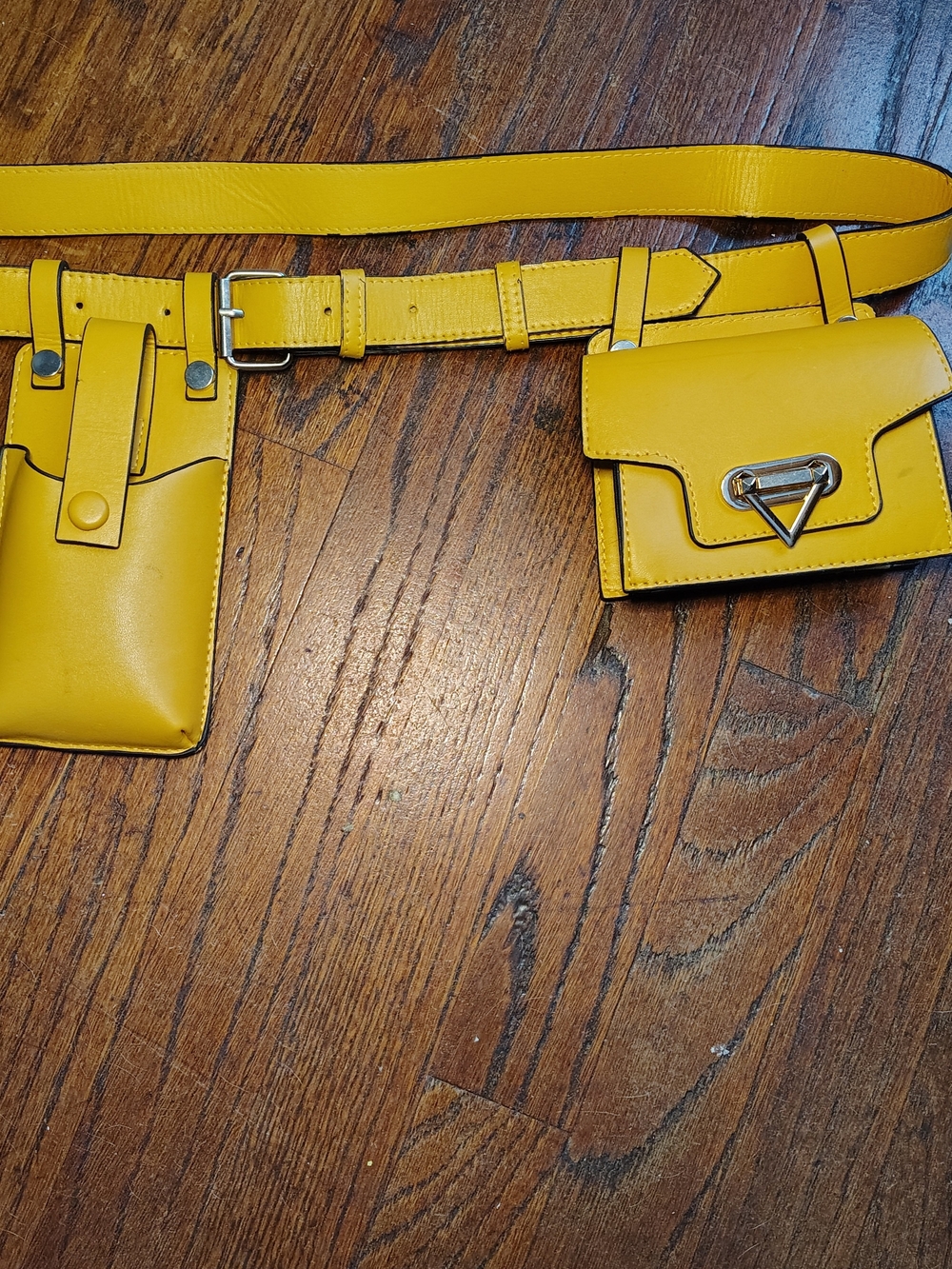 Mustard Yellow Leather Belt Bag with Dual Detachable Pouches Unisex